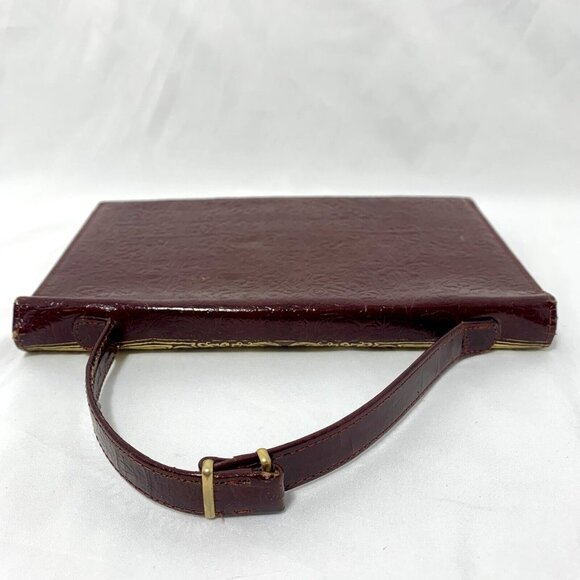 PITTI Italian Mid Century Blood Red Gilt Embossed Leather Clutch Wallet Gorgeous - Picture 4 of 16